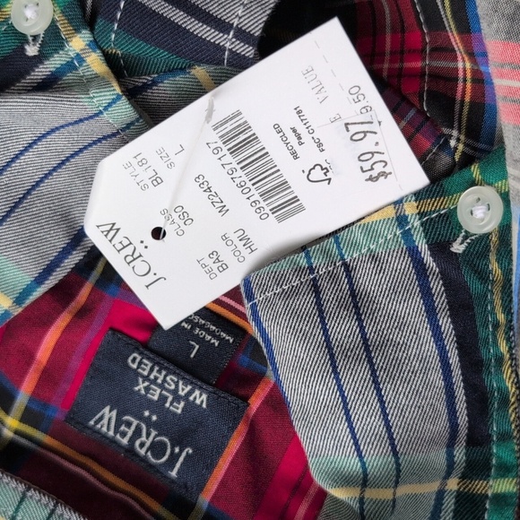 NEW J Crew Factory Mens Size L Classic Flex Washed Tartan Plaid Button-up Shirt - Picture 3 of 3